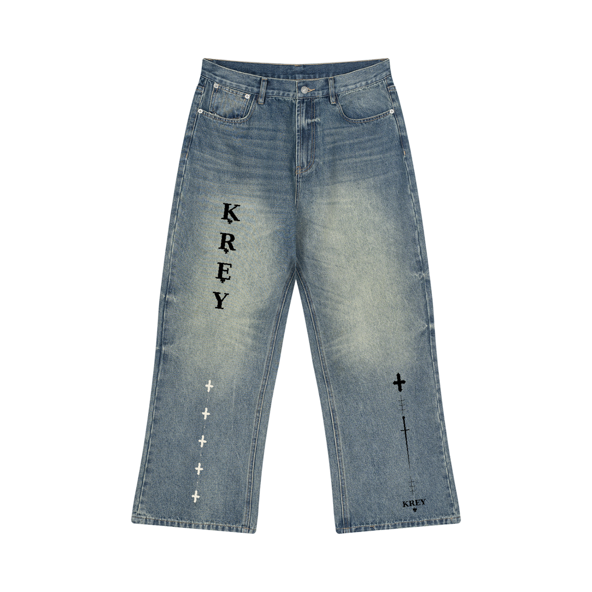 Krey Vintage Wash Wide Leg Jeans