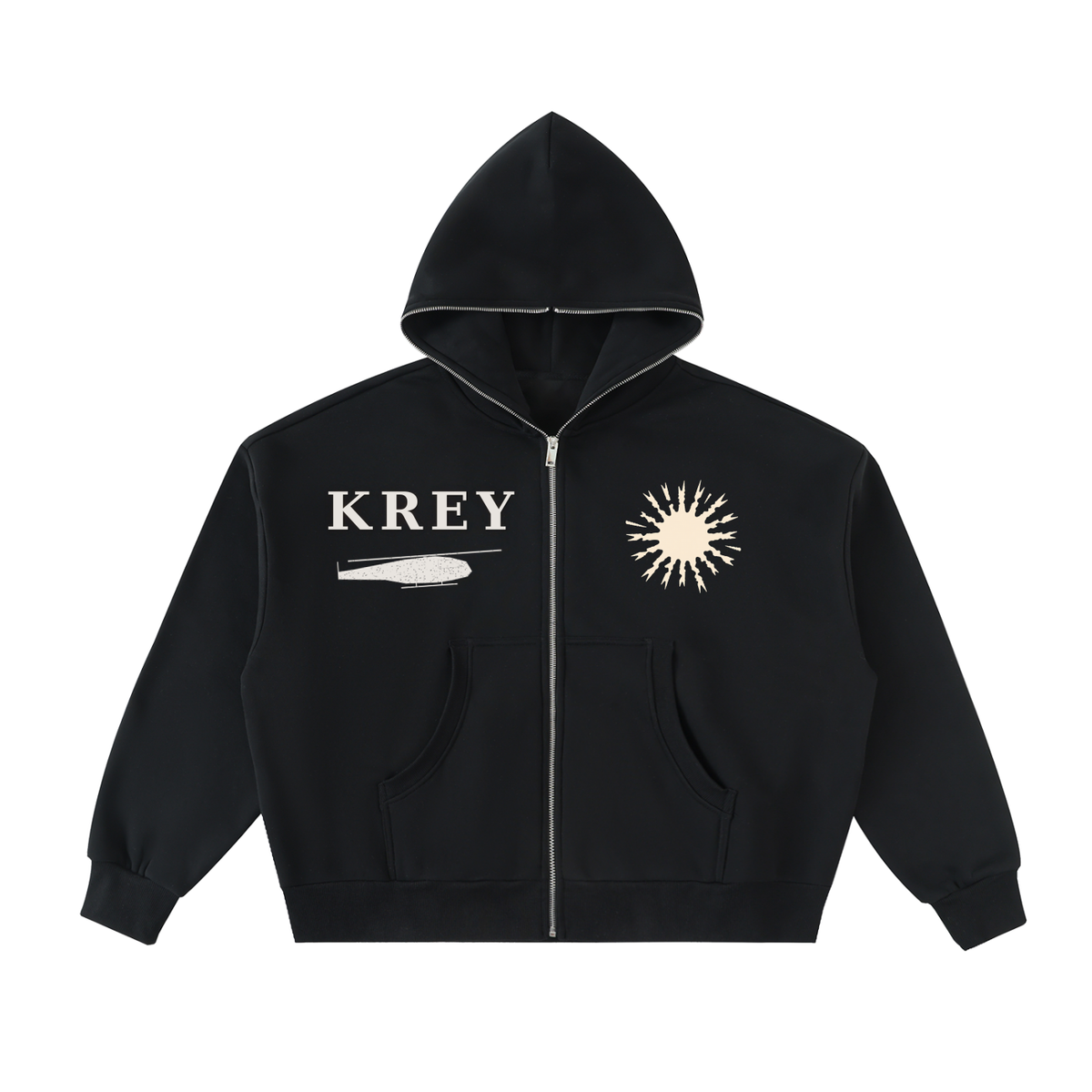 Krey Fleeced Full-Zip Boxy Hoodie