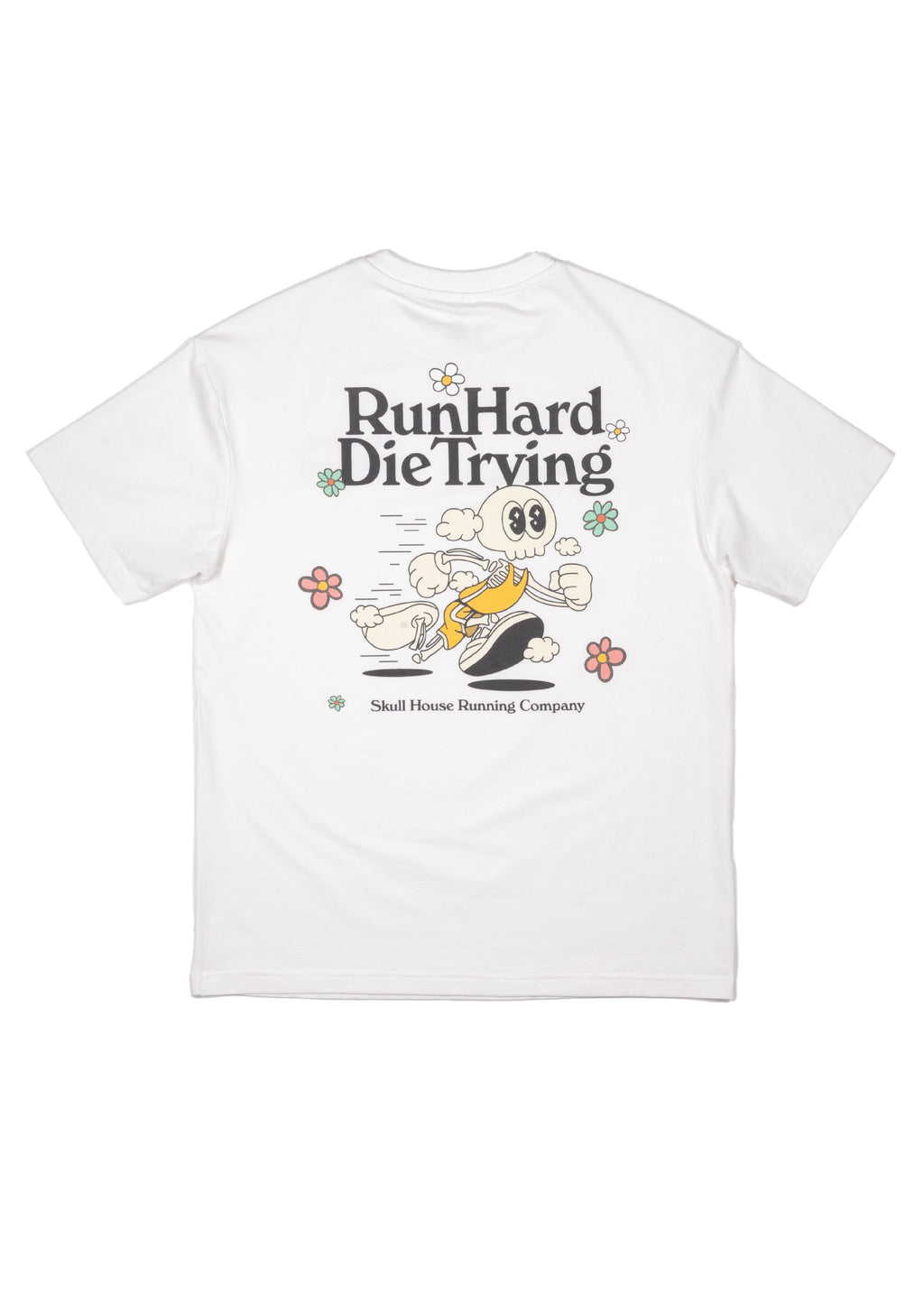 RUN HARD TEE, UNISEX - WHITE